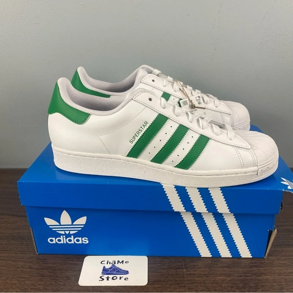 Adidas Superstar Classic Shell Toe Shoe White Green IE9047 Men’s Size 11